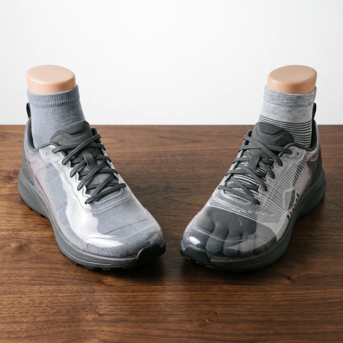 Regular sock compared with individual toe sleeves