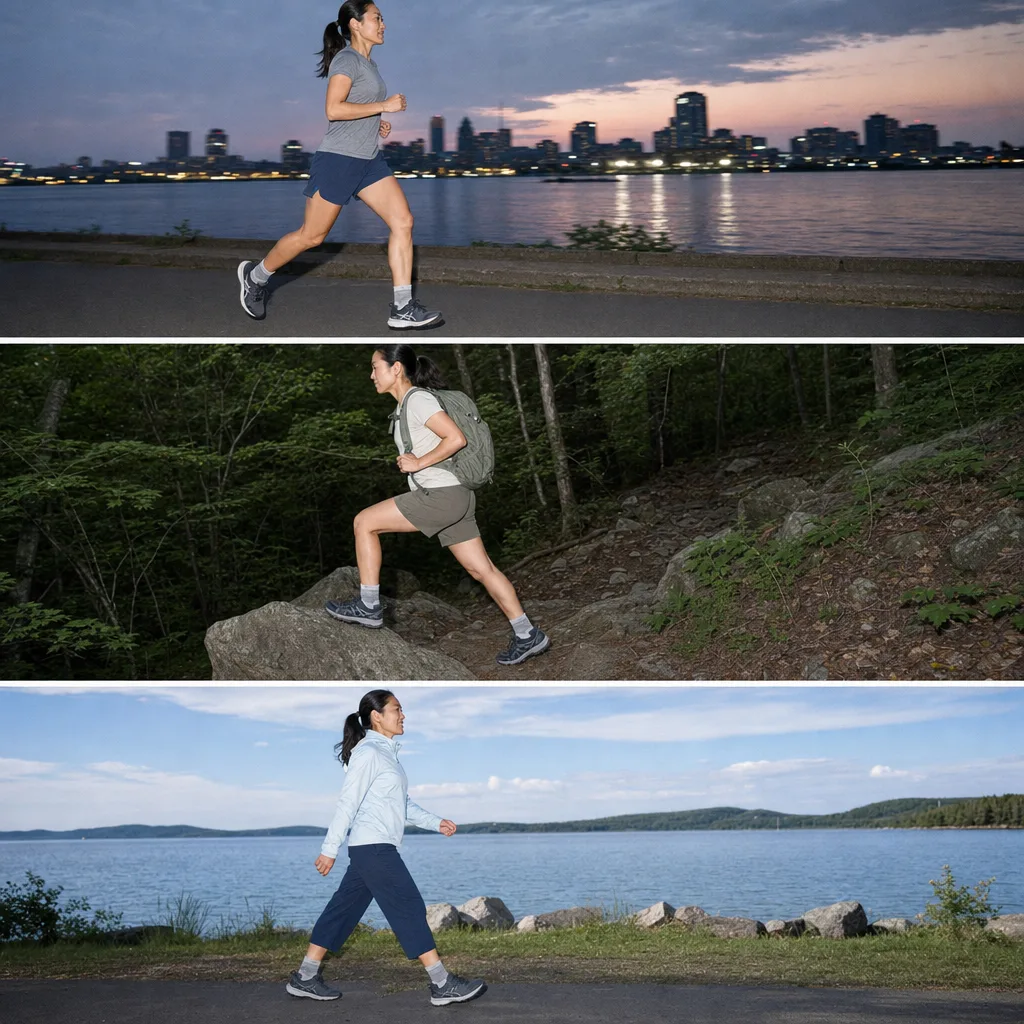 An outdoor athlete wearing toe socks for an active hike